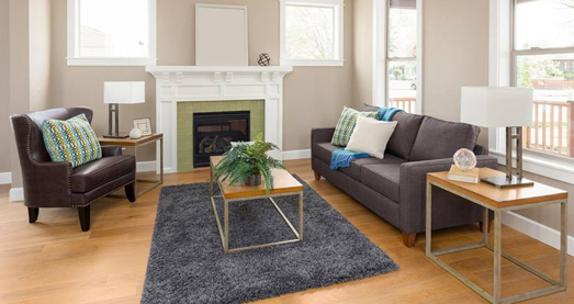 living room with fireplace